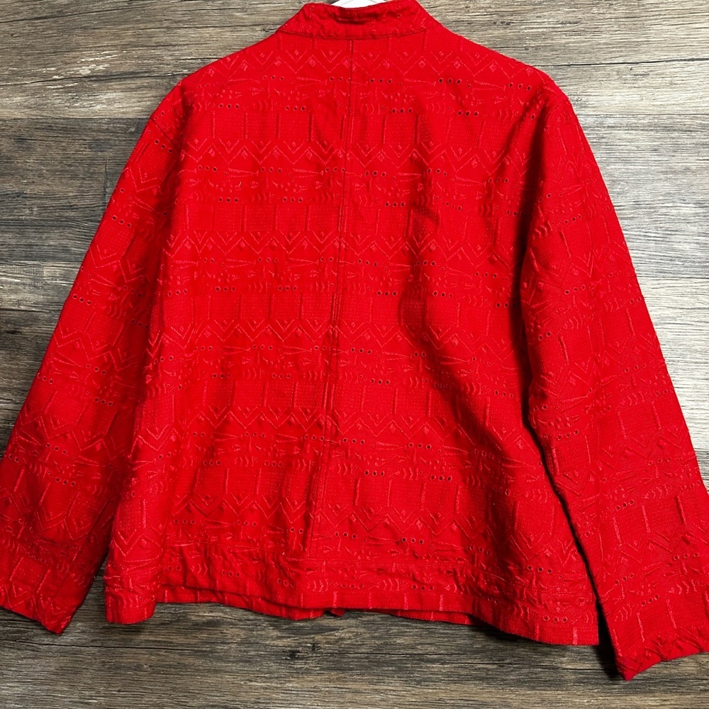 Chico's Vibrant Red Textured Blazer - Picture 5 of 7